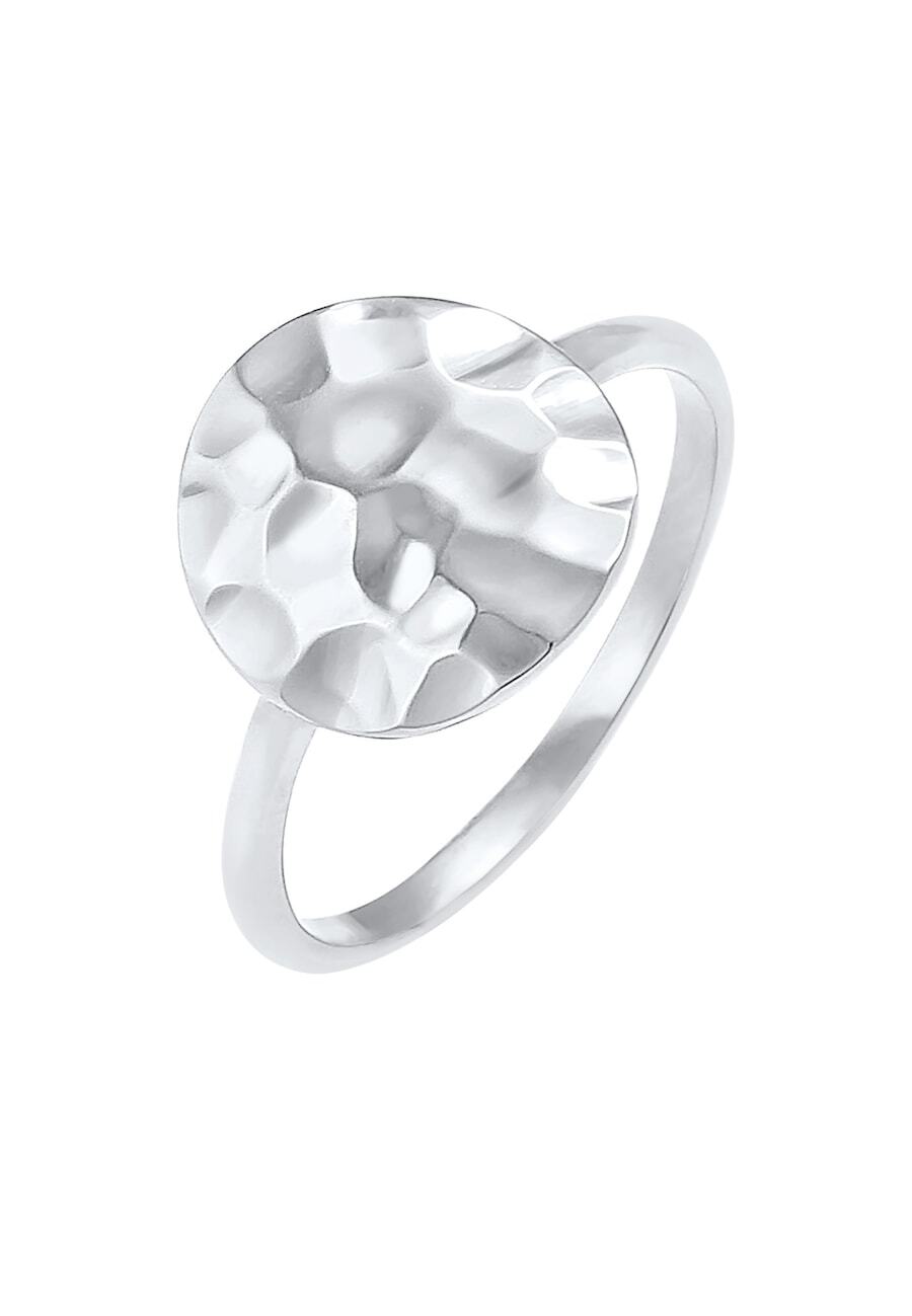 Elli Elli Elli Ring Dames Bloedplaatje gehamerd Trend in 925 Sterling Zilver Goud Geplaatst Ringen