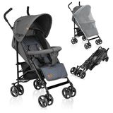Lionelo ELIA Lichtgewicht kinderwagen voor peuters van 6 maanden tot 3 jaar, compacte en opvouwbare reiskinderwagen met XXL zonnescherm, 5-punts veiligheidsharnas, schokabsorberende wielen en grote