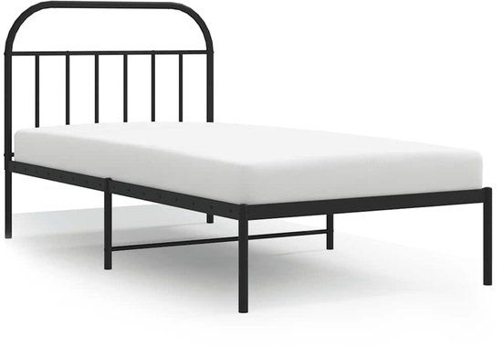vidaXL Bedframe met hoofdbord metaal zwart 100x200 cm