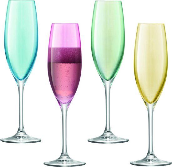 LSA Polka Champagneflutes - Set van 4 Stuks - Pastel - Assorti