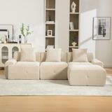 Banc de compression modulaire, revêtement en chenille, mousse 30D, facile à déplacer, dessous antidérapant (beige clair)