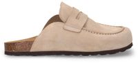 Manfield - Dames - Beige suède clogs - Maat 40