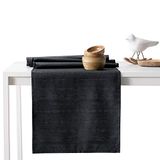 AmeliaHome Tafelloper 30 x 80 cm, lotuseffect, waterafstotend, slangenhuidpatroon, zwart Vesta