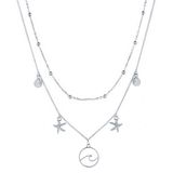 LGT JWLS Ocean Shell Starfish Zilverkleurig Multi Layer dames ketting