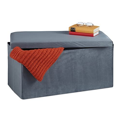 Relaxdays Zitbank met opbergruimte - 80 L - Donkergrijs