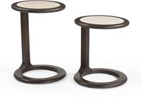 Starfurn Bijzettafel Vinn - Rond Bruin/Travertin - Set van 2
