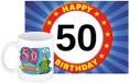 Bellatio Decorations Verjaardag cadeau koffiemok thema 50 jaar - vrouw - weegt zwaarder - met 50 jaar wenskaart - A5 formaat