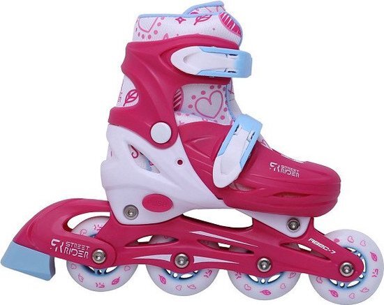 Kids Globe 720510 Street Rider inlineskates (inline), roze/wit, verstelbaar van maat 31-34, ABEC7 aluminium frame