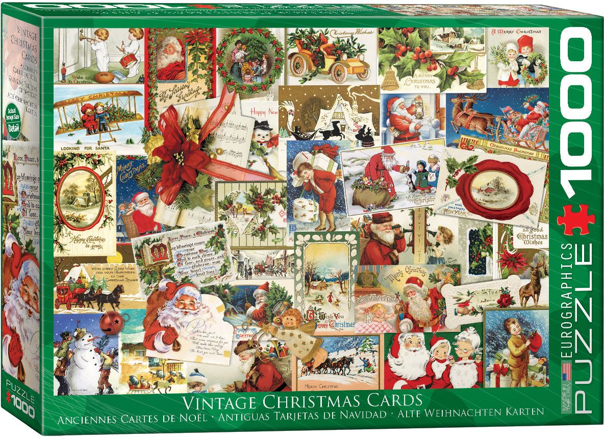 Eurographics Vintage Christmas Cards 1000pcs Puzzle - Multicolor