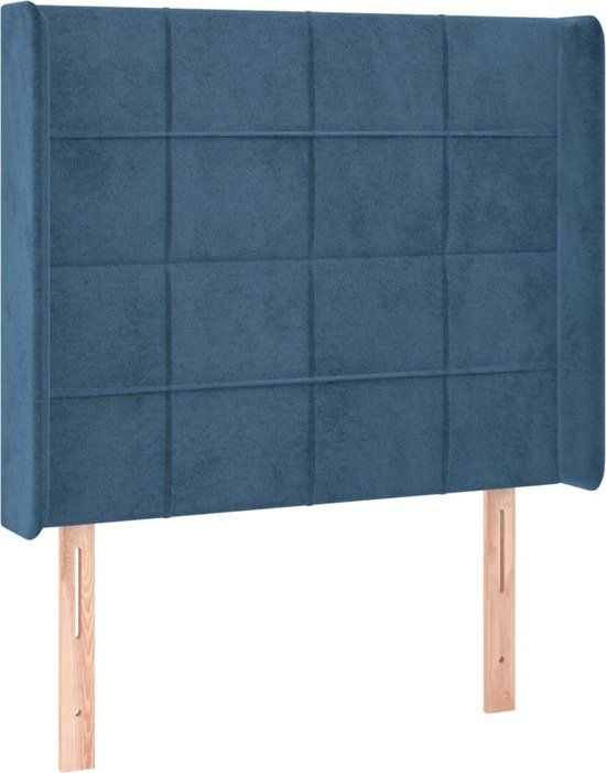 vidaXL Hoofdbord met randen fluweel donkerblauw 93x16x118/128 cm