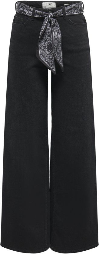 JDY Jacqueline de Yong Jeans Jdyvera Hw X-wid Scarf Jeans Blk Dn 15377133 Black Denim/black/white Scarf Dames Maat - W34 X L32