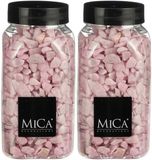 Mica Decorations decoratie steentjes - 2x - roze - 1 kilo - 650ml - hobby steentjes