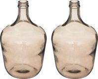 Atmosphera Bloemenvaas Bologna - 2x - Fles model - Smoke lichtgrijs glas - H30 x D18 cm