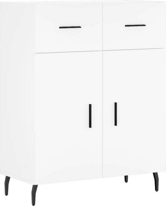 vidaXL Dressoir - Bewerkt hout - Wit - 69,5x34x90 cm