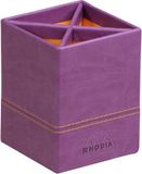 RHODIA 318910C - Pennenbakje Violet - 8 x 8 x 11 cm - Oranje Zadelstiksel - Buitenkant in Imitatieleer - Home Office Rhodiarama Collectie - Bureauorganisatie en Stijlvolle Opberging