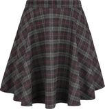 Banned Retro Banned Rock Check Flared Dames Minirok - grijs/paars - XS