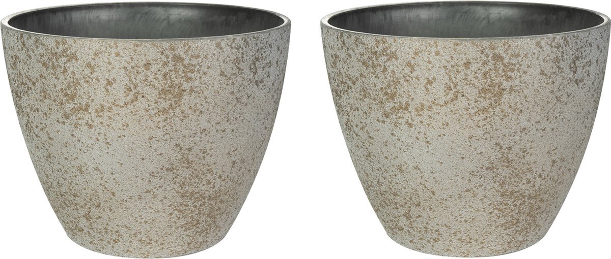 Steege, TER Bloempot/plantenpot - 4x - buiten - beige/goud - D19/H15 cm