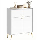 Homcom Sideboard - Spaanplaat, Metaal - 105,4L x 40,5B x 122,4H cm - Crèmewit