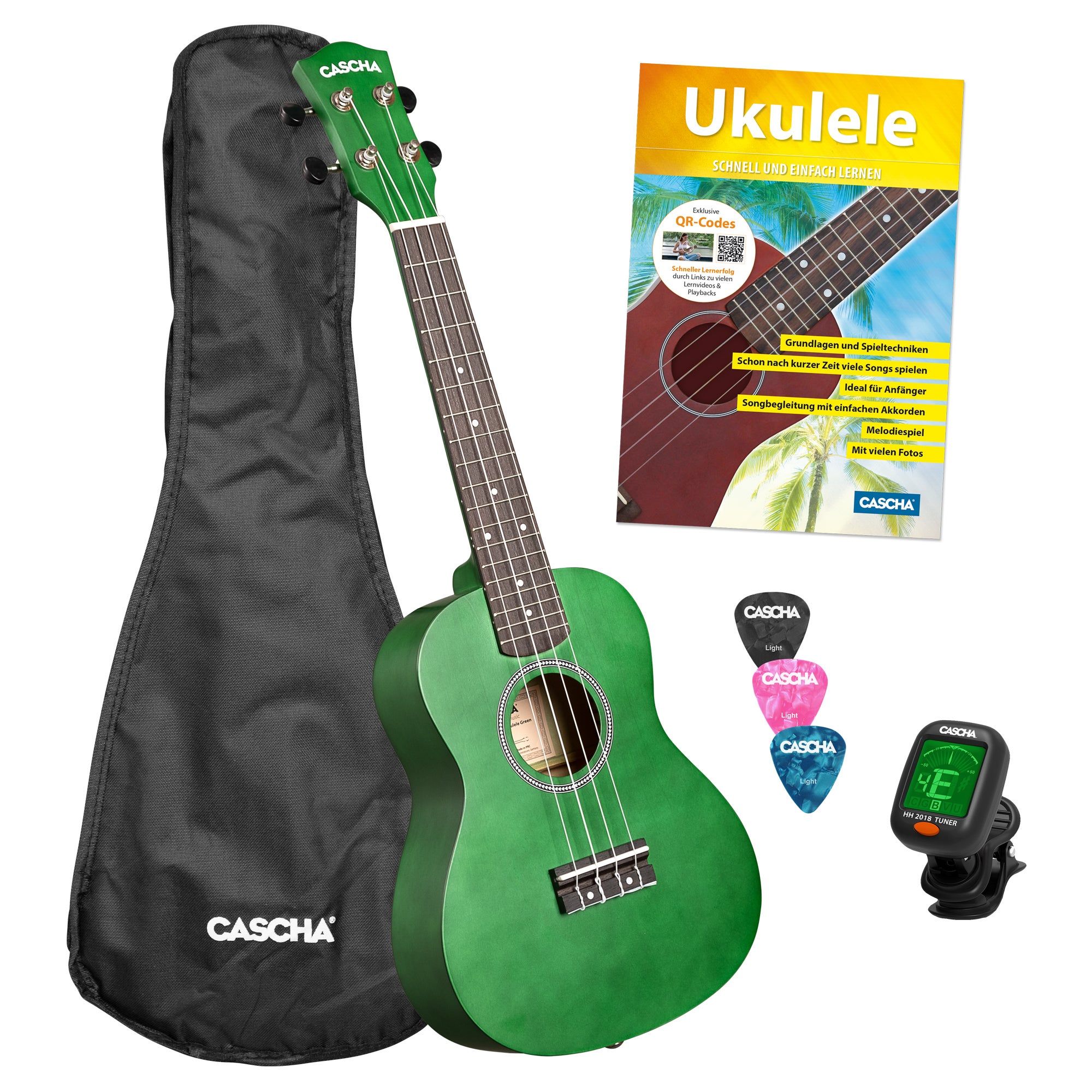 Cascha CUC104S Concert Ukulele Set - Green