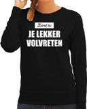 Bellatio Decorations Shoppartners Bv Kerst is: je lekker volvreten Kerst sweater / foute Kersttrui zwart voor dames - Kerstkleding / Christmas outfit XS