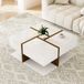 Mobliva Table basse laquée brillante avec 4 tiroirs, coloris unique et design linéaire, espace de rangement en dessous. 78 x 78 x 34,8 cm