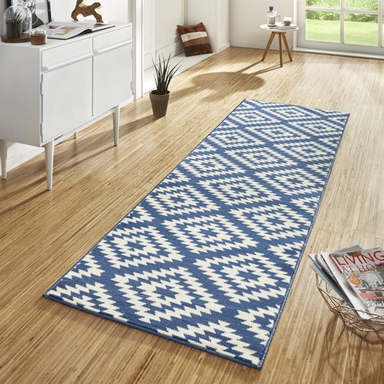 Hanse Home Designer Loper Velours Runner Nordic Blauw 80x500cm