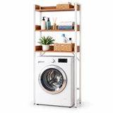 Merkloos / Sans marque Relaxdays Wasmachine kast - 166x63x25 cm - natuur-wit