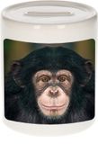 Bellatio Decorations Dieren leuke chimpansee foto spaarpot 9 cm jongens en meisjes - Cadeau spaarpotten leuke chimpansee apen liefhebber