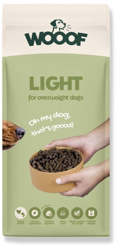 WOOOF Light 18kg - Geperst light hondenvoer - Geperste light hondenbrokken - Overgewicht - Lichtverteerbaar - Light droogvoer - 18kg