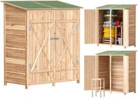 Outsunny gereedschapsschuur - met bijzettafel - waterdicht - natuur