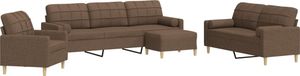 Prolenta Maison Exclusive - Ensemble de canapé 4 pièces avec repose-pieds et coussins décoratifs, tissu marron