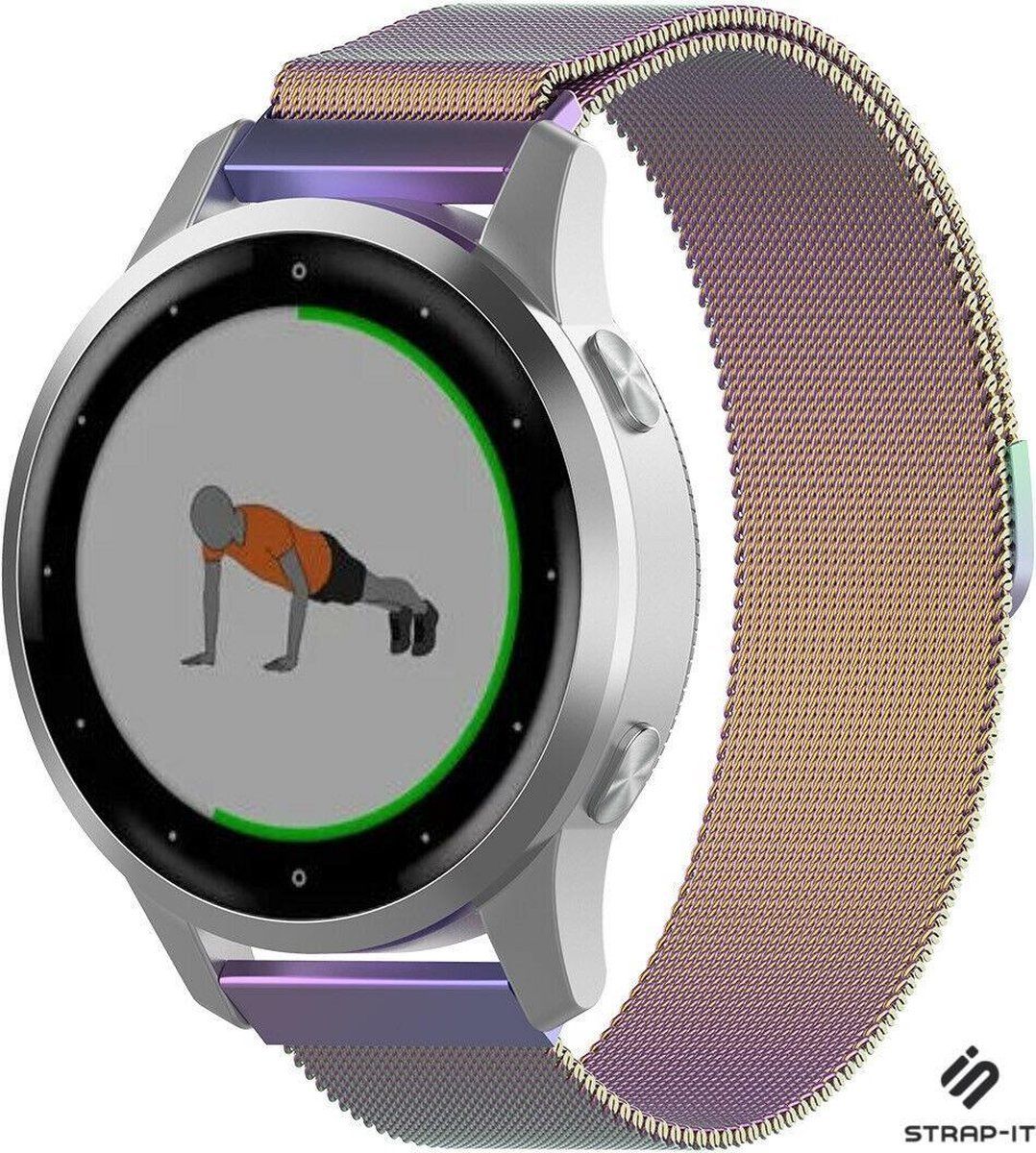 Strap-it Strap-it® Garmin Vivoactive 4s Milanees bandje - 40mm - regenboog - bandbreedte 18mm