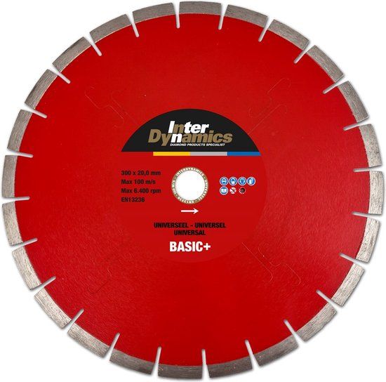 Interdynamics basic+ diamantdoorslijpschijf - 300x22,23x3,2mm - universeel