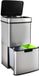 Holland Connections Poubelle automatique 62 litres avec capteur 3 compartiments Système de tri des déchets avec couvercle à fermeture douce Anneau de serrage pour sacs poubelles en acier inoxydable