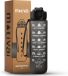 Motivai® Motivatie Waterfles - Zwart - 1 Liter - Met Rietje & Tijdmarkering - BPA Vrij