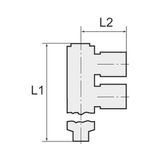Riegler L-meervoudige verdeler »Blaue serie«, 2-voudig, draaibaar, G 1/8 a, voor slot-buiten-Ø 4 mm, werkdr. Maximale 15 bar, kunststof/MS vern.