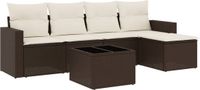 vidaXL 6-delige Loungeset met kussens poly rattan bruin