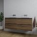 Saniclass Chaci Badkamermeubelset - 140x46x55cm - keramische wastafel zwart - 2 wasbakken - zonder kraangaten - 4 lades - noten
