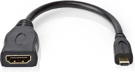 Nedis High Speed HDMI-kabel met Ethernet - HDMI Micro-connector - HDMI Output - 4K@30Hz - 10.2 Gbps - 0.20 m - Zwart