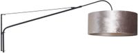 Steinhauer Wandlamp Zwart Metaal met Zilver Velours Kap 50cm Hoog 20cm Elegant Classy 8134ZW