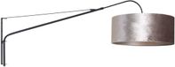 Steinhauer Wandlamp Zwart Metaal met Zilver Velours Kap 50cm Hoog 20cm Elegant Classy 8134ZW