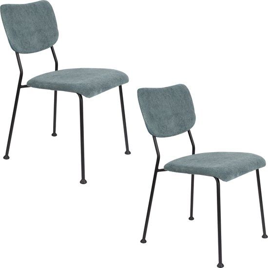 Zuiver Benson Eetkamerstoelen Grijs/Blauw - Set van 2
