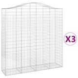 vidaXL Gabionen met boogvorm, 3 stuks, 200x50x200/220 cm, verzinkt staal