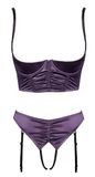 Cottelli LINGERIE Transparante plus jarretelslip van stretch satijn in elegant details Paars 85C/L