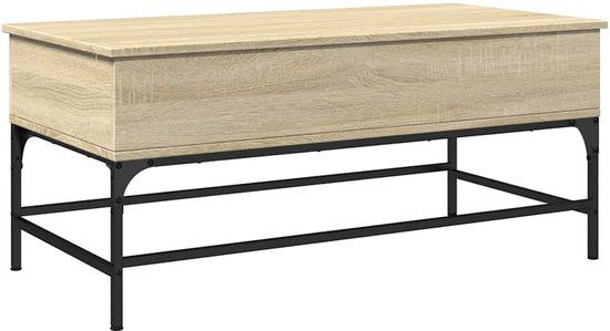 vidaXL Salontafel 100x50x45 cm bewerkt hout en metaal sonoma eiken