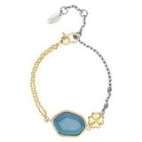 THUN - Armband met steen en klaverblad - keramiek, metaal - collectie voor jou gewijd - 16 + 3 cm
