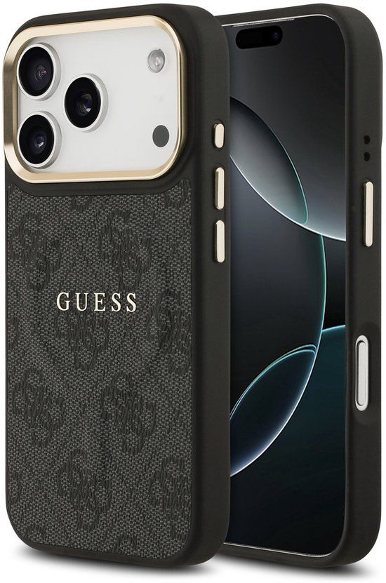 Guess Back Cover voor iPhone 17 Pro - PU Leer - Magsafe - Zwart