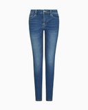 Armani Exchange Essentiel voor dames, 5 zakken, logo-patch, jeans, blauw, 27, middenblauw, één maat