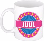 Bellatio Decorations - Juul voornaam - koffiemok - beker - wit/roze - 300 ml