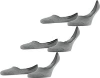 FALKE Step Medium Cut 3-Pack onzichtbaar effen katoen multipack footies heren grijs - maat 47-48